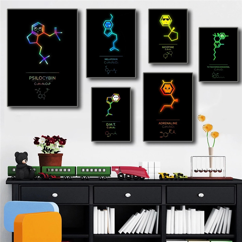 Chemistry Element Molecule Posters Laboratory Hospital Health Room  Canvas Retro Painting Art Home Wall Decor Picture