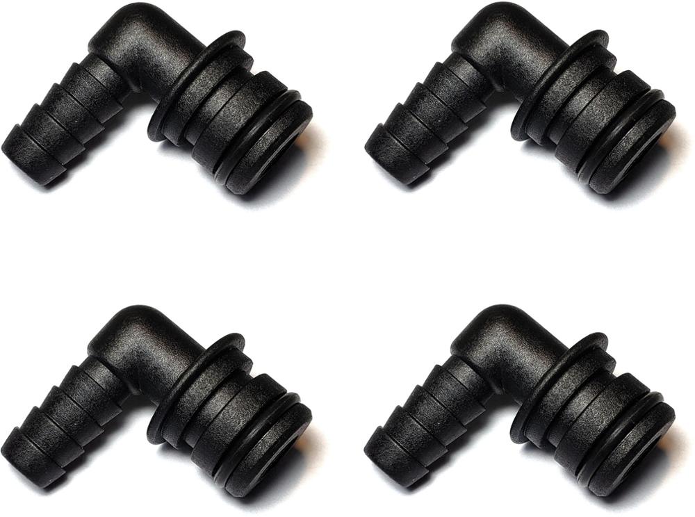 SURGEFLO / FLOJET 20381-024 Quad Port Fittings - 3/8" Hose Barb - 90° Elbow