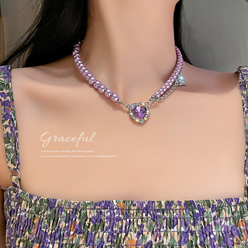  Purple Heart Crystal Stud Earrings For Women Elegant Planet Rhinestone Boucle D'oreille Jewelry Gifts