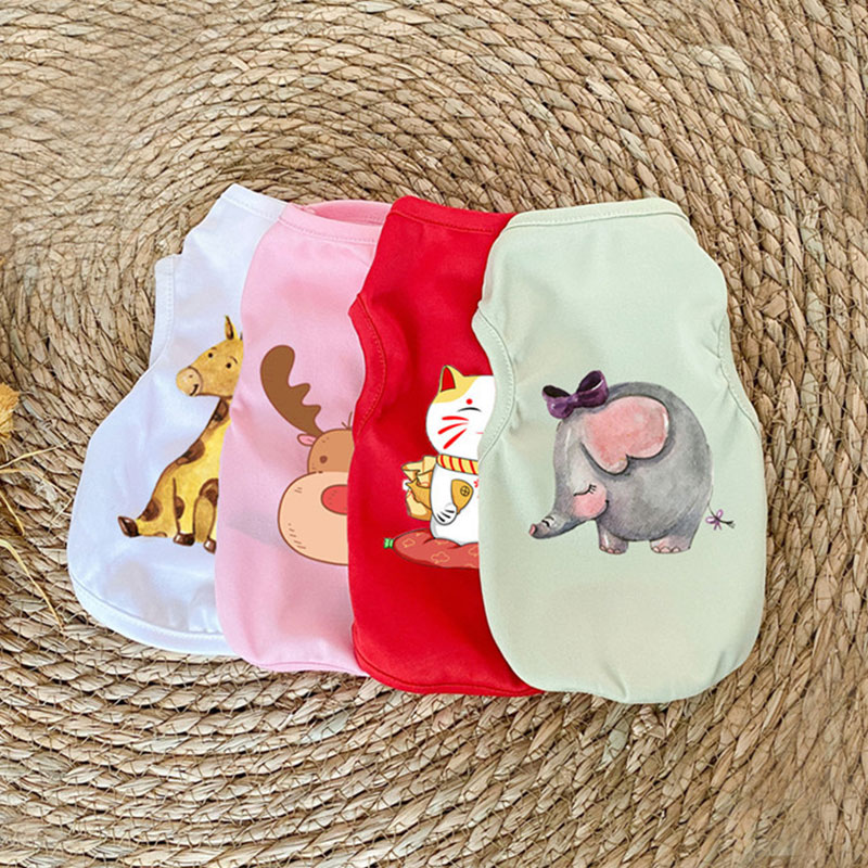 Dog Clothes for Small Dogs Cute Printed summer Pets tshirt Puppy Dog Clothes Pet Cat Vest Cotton T Shirt Pug Apparel Costumes