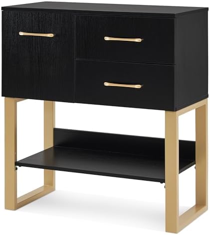 BarberPub Beauty Barber Station, Spa Wall Mount Storage Cabinet, Styling Salon Equipment for Hair Stylist, Bathroom Dresser with Drawers & Shelf 3185 (Black)