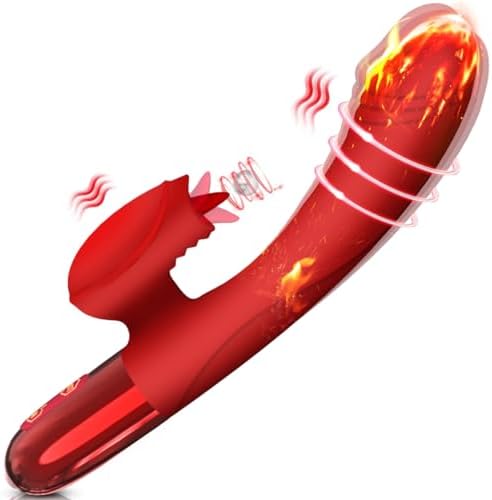 Adult Sex Toys for Women Realistic Dildo Vibrators with 10 Licking G Spot Clitoral Stimulation & Vibrating Dildos Modes Female Sex Toys Anal Dildo Vibrator Sex Toys for Woman and Couples