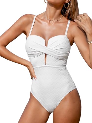 CUPSHE Women's One Piece Swimsuit Bathing Suit Wrapped Back Cut Out Adjustable Straps Swimwear Molded Cups